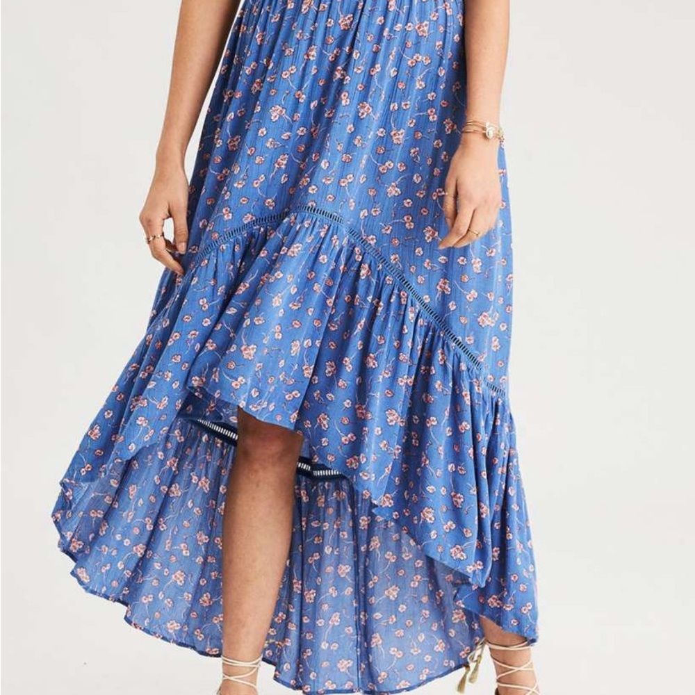 AE Blue High-Low Midi Skirt